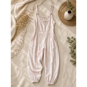 World Market Women's Summer Jumpsuit Sleeveless Square Neck White Pink Free Size